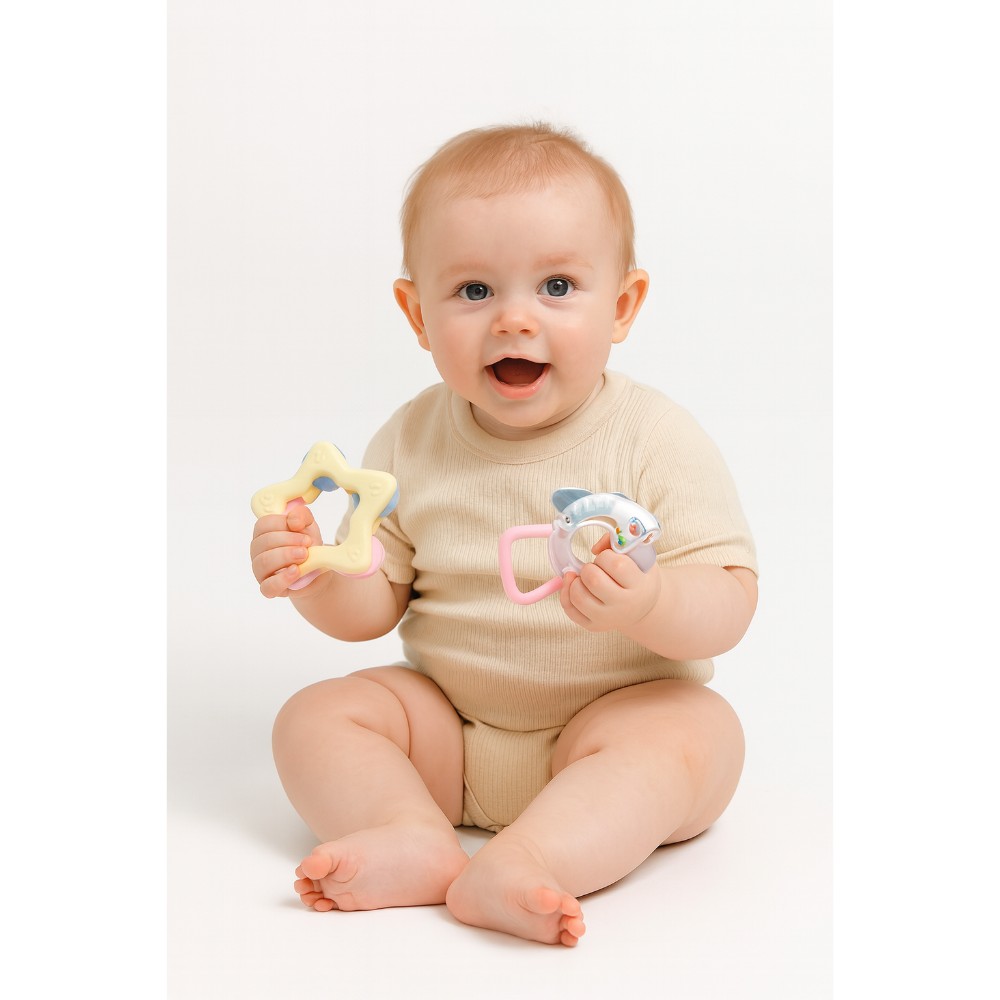 Huanger - Baby Rattles & Teether Toy Set 4Pcs For Newborn