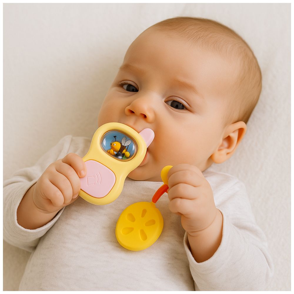 Huanger - Baby Mobile Phone Rattle Toy With Bee Design-Pink