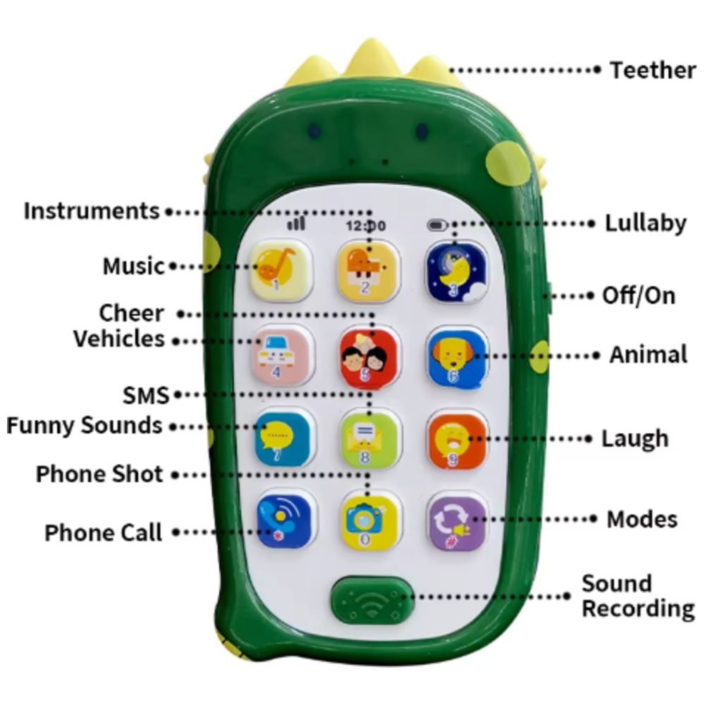 Huanger - Kid's Musical Fun Animal Mobile Phone - Dinosaur - Green
