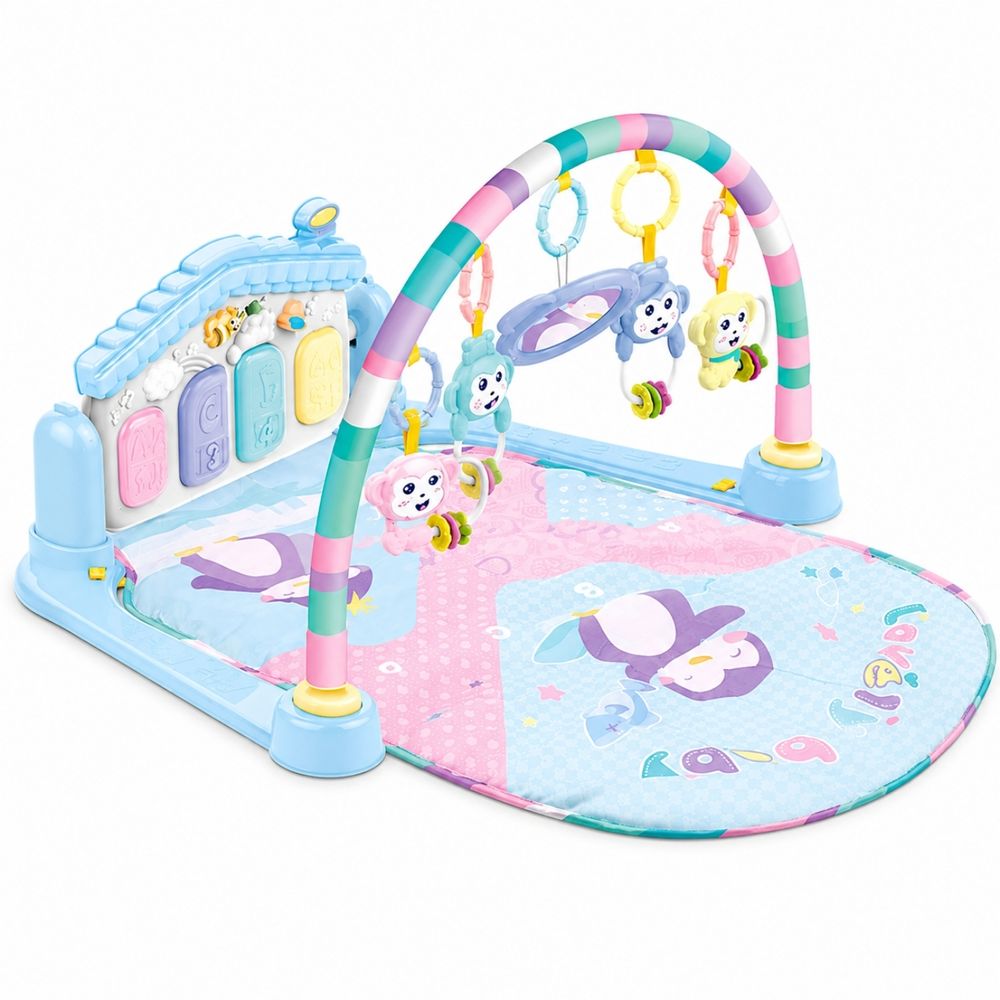Huanger - Baby Play Mat Gym With Music & Hanging Rattles - Blue
