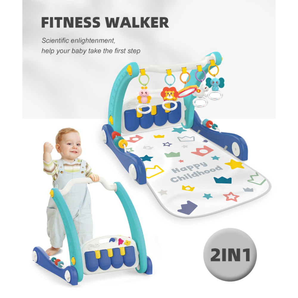 Huanger - Baby Musical Play Gym With Hanging Toys And Activity Mat - Blue