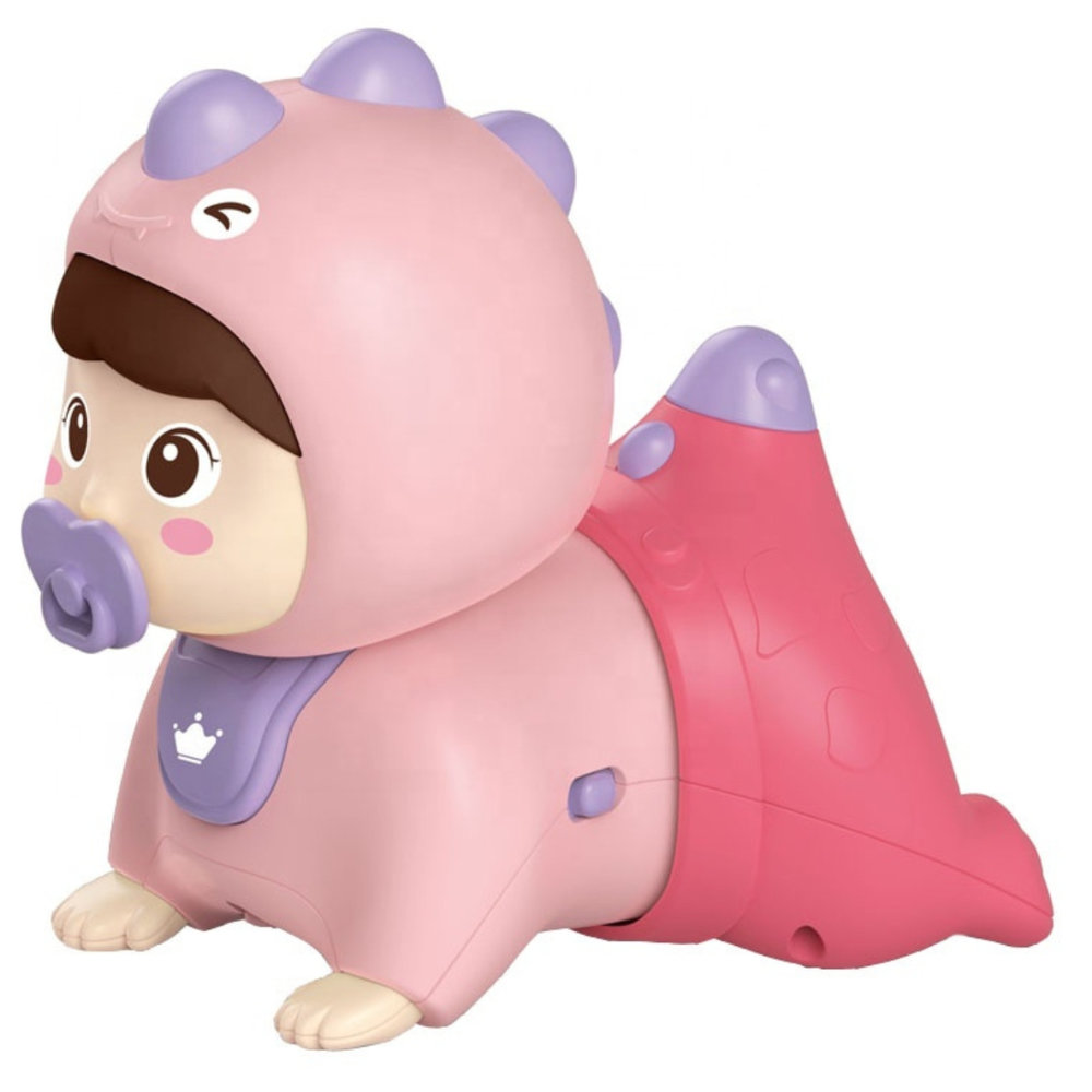 Huanger - Baby Crawling Doll Toy With Music & Lights - Pink