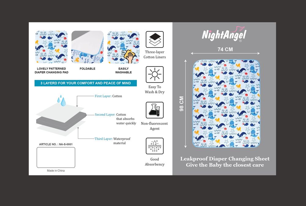 Night Angel - Waterproof Portable Foldable Baby Diaper Changing Mat - Pink