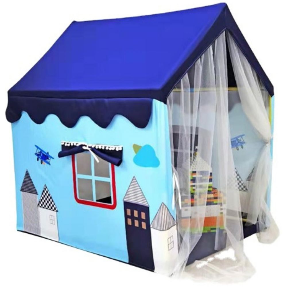 Little Angel - Kids Play Tent House With Curtains - Blue