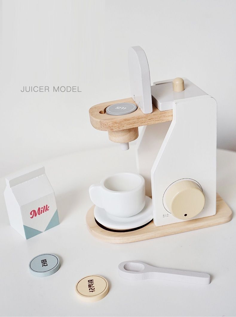 Little Angel Kids Wooden Coffee Maker - 7 Pcs