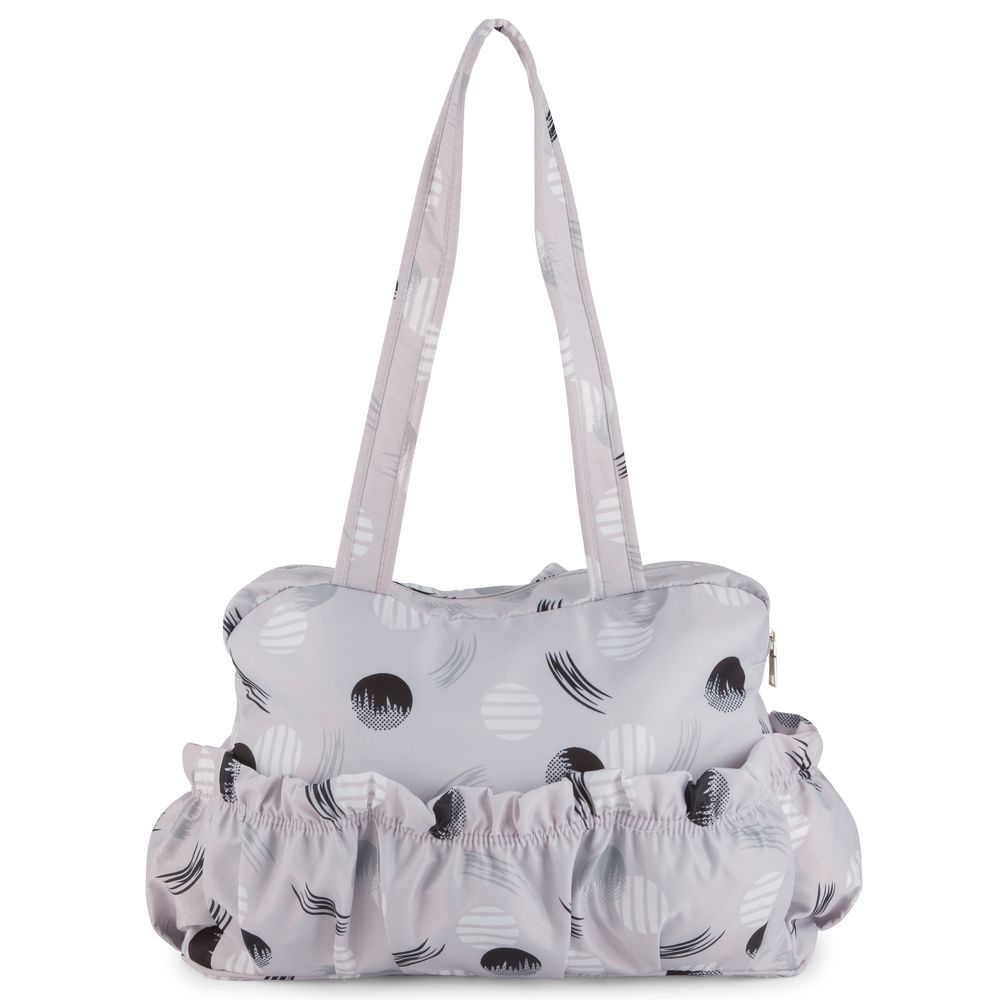 White&Grey - Baby Diaper Bag With Changing Mat - Moonlight Circles