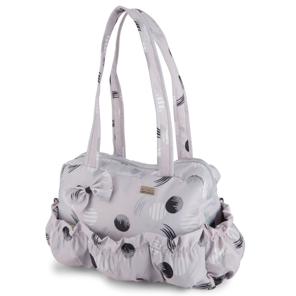 White&Grey - Baby Diaper Bag With Changing Mat - Moonlight Circles