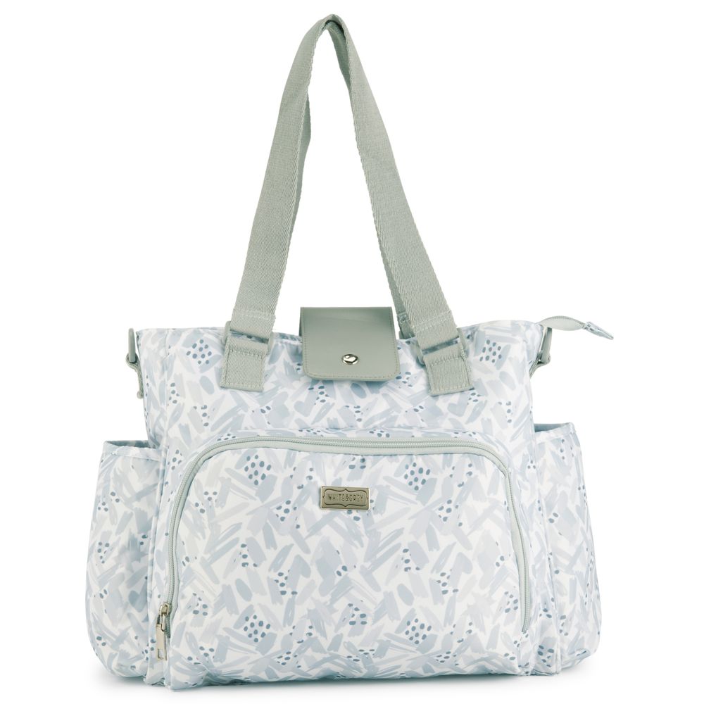 White&Grey - Baby Diaper Bag With Changing Mat - Stroke Pattern Grey