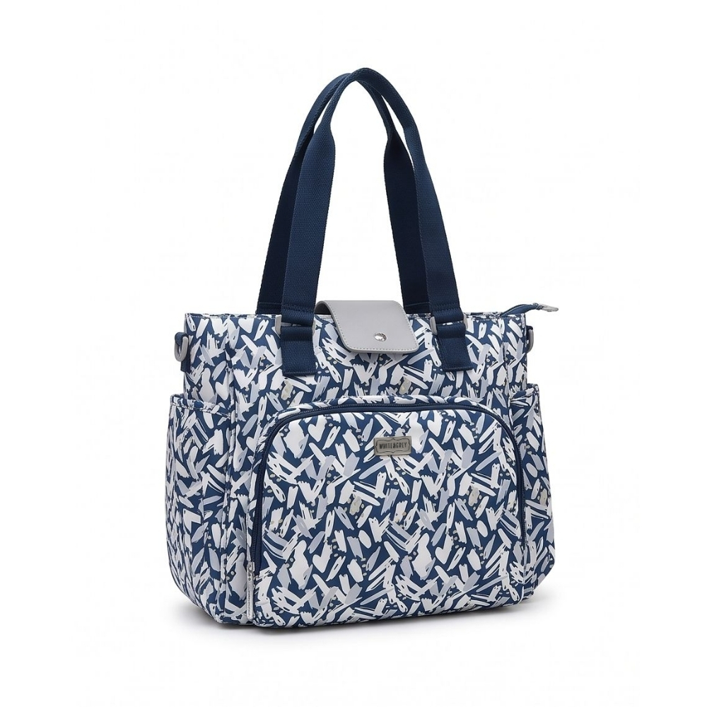 White&Grey - Baby Diaper Bag With Changing Mat - Navy Blue