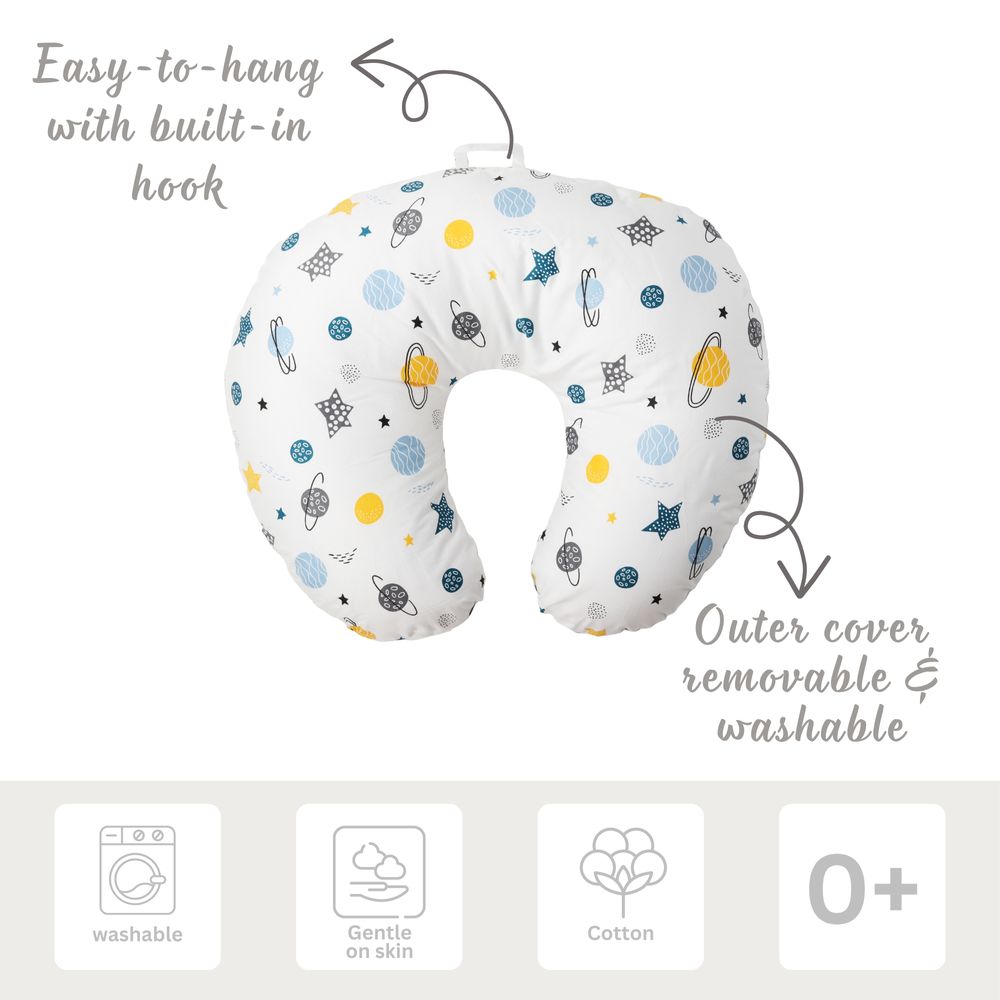 White & Grey - Breastfeeding Pillow - Planets