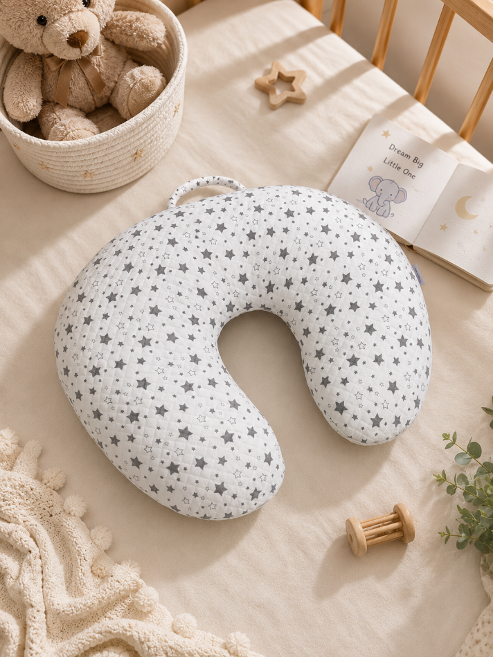 White&Grey - Baby Feeding Pillow - Star
