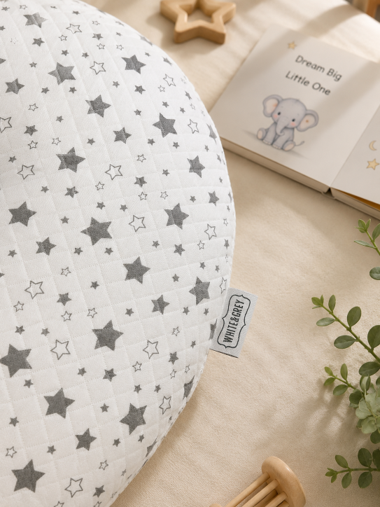 White&Grey - Baby Feeding Pillow - Star