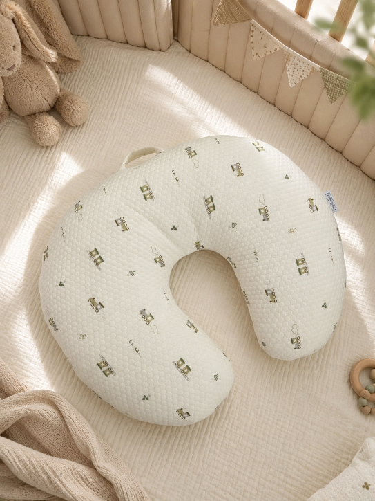 White&Grey - Baby Feeding Pillow - Tiny Trains