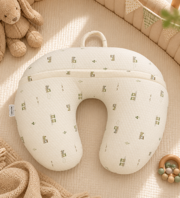 White&Grey - Baby Feeding Pillow - Tiny Trains