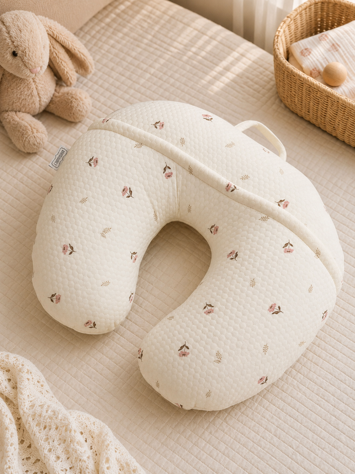 White&Grey - Baby Feeding Pillow - Dusty Rose