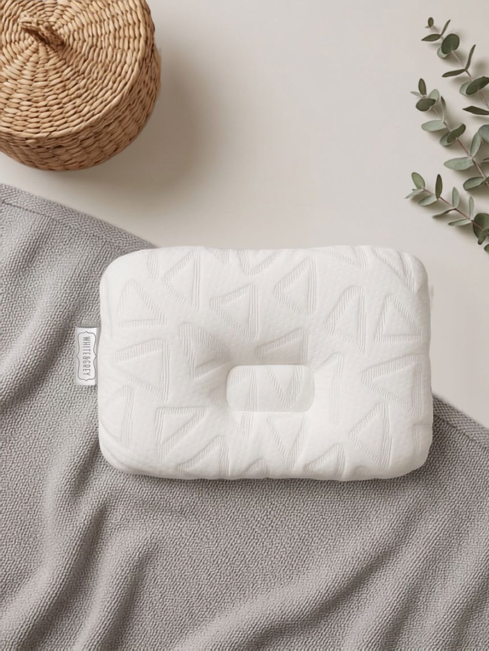 White&Grey - Tencel Cushioned Baby Pillow - Prism Dreams