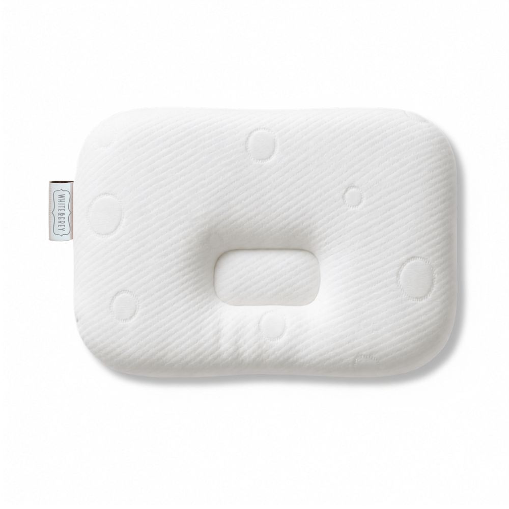 White&Grey - Bamboo Cushioned Baby Pillow - Soft Pebbles