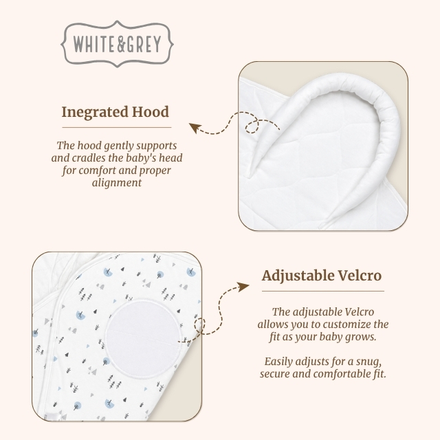 White&Grey - Baby Wrap Snuggle Pod - Grey Star Dreams