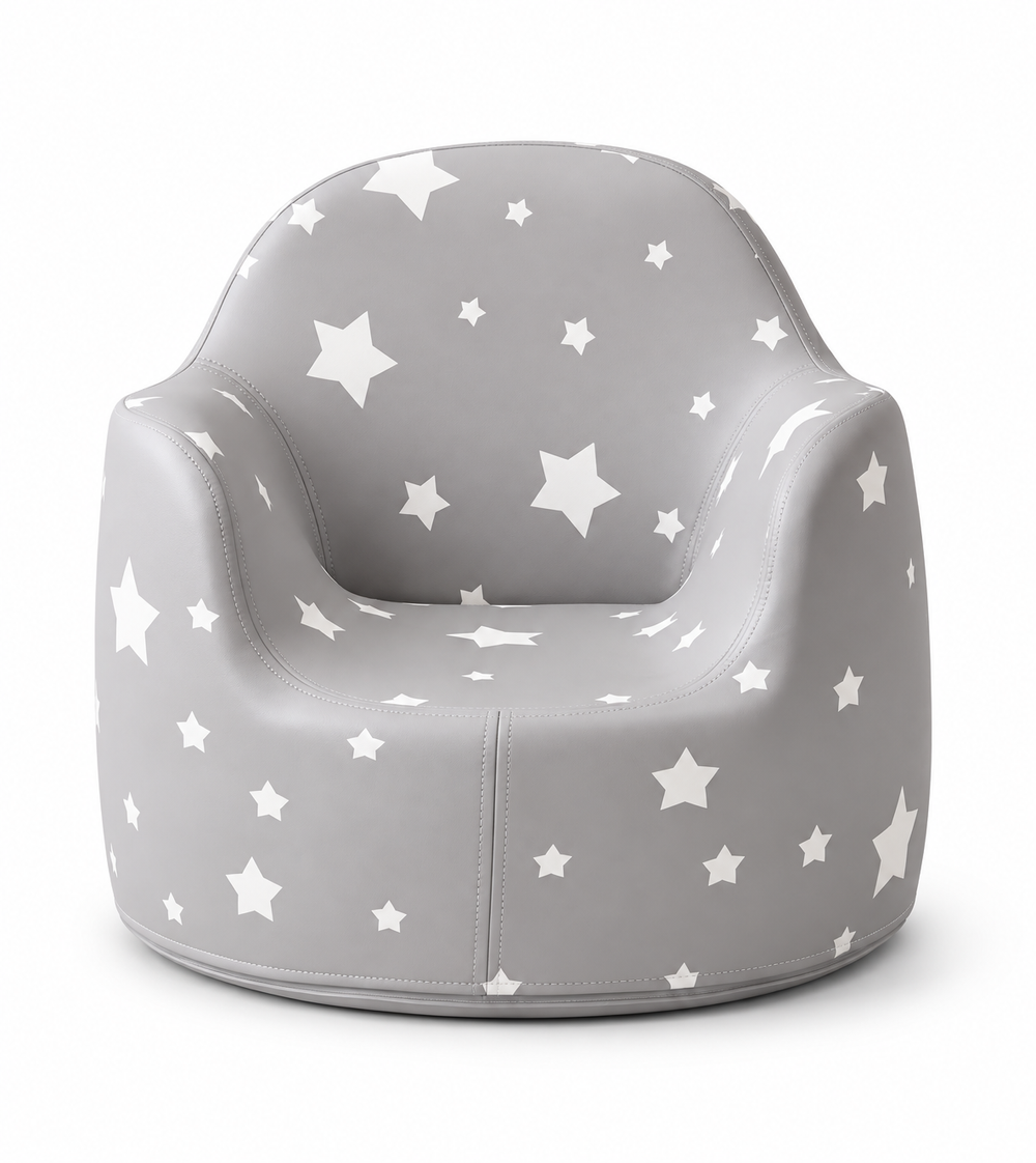 Little Angel - Kids Star Lounge Pouf Lazy Chair - Grey - 50 cm