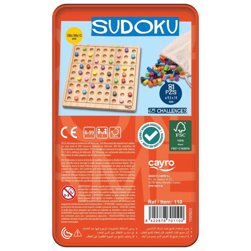 Cayro - Sudoku Board Game With Metal Box - 82 Pcs