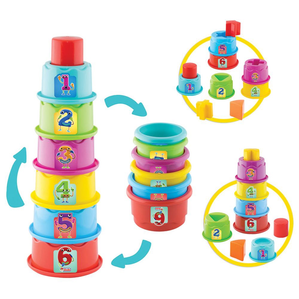 Dede - Baby Cylinder Tower Shape Sorter - 12 Pc Set