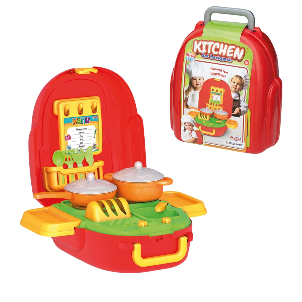 Dede - Candy And Ken Kitchen Set Backpack Playset - 9 Pc Set