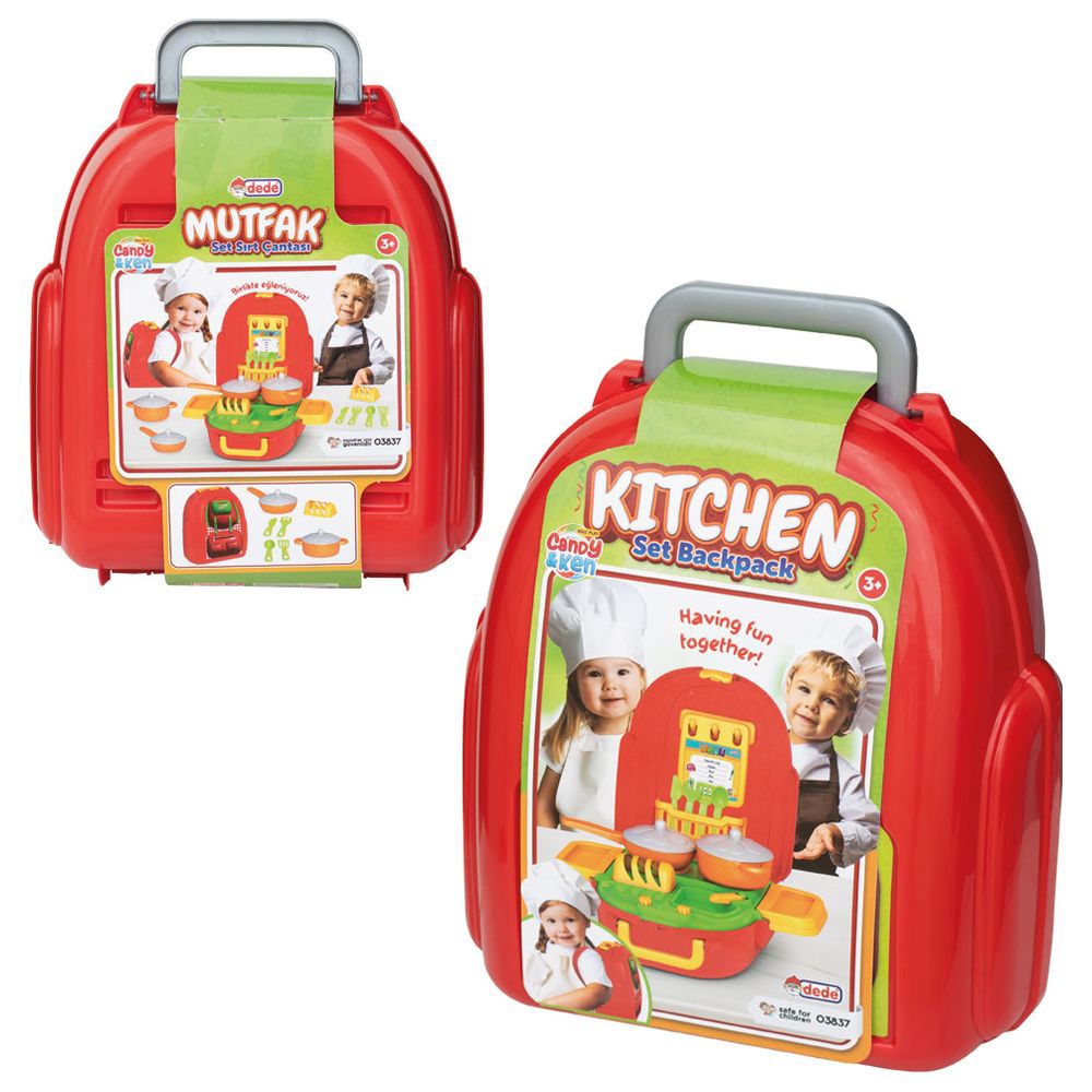 Dede - Candy And Ken Kitchen Set Backpack Playset - 9 Pc Set