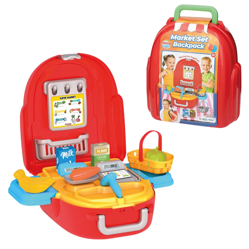 Dede - Candy And Ken Market Set Backpack Playset - 7 Pc Set