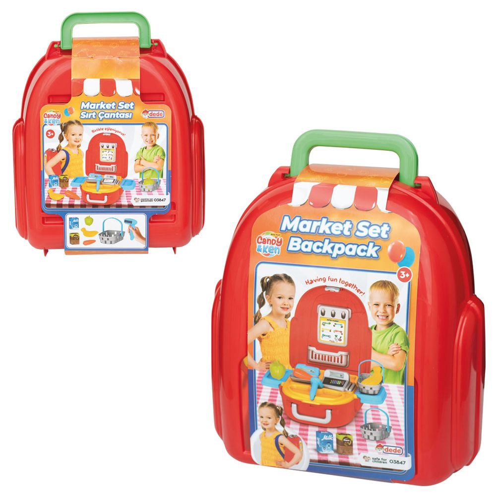 Dede - Candy And Ken Market Set Backpack Playset - 7 Pc Set