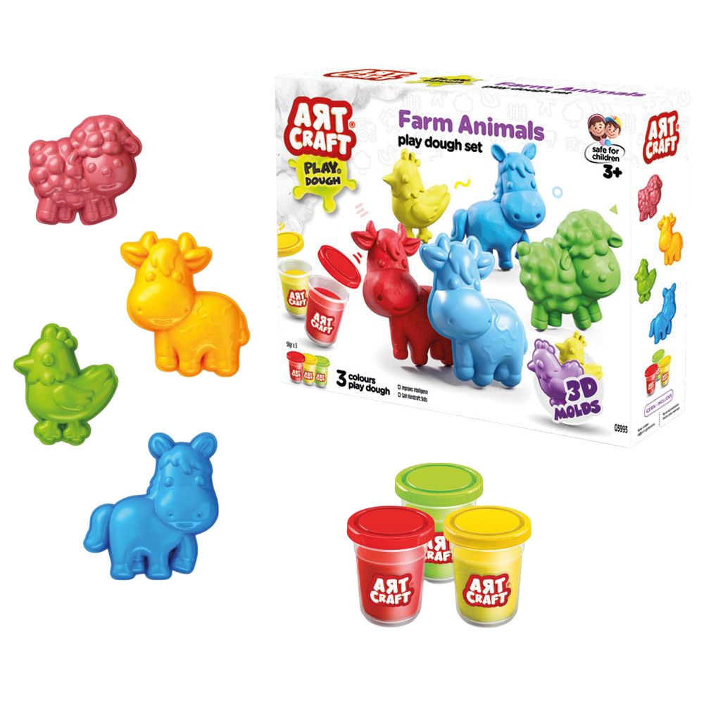 Dede - Art Craft Farm Animals Dough Set - 168 gm - 7 Pc Set
