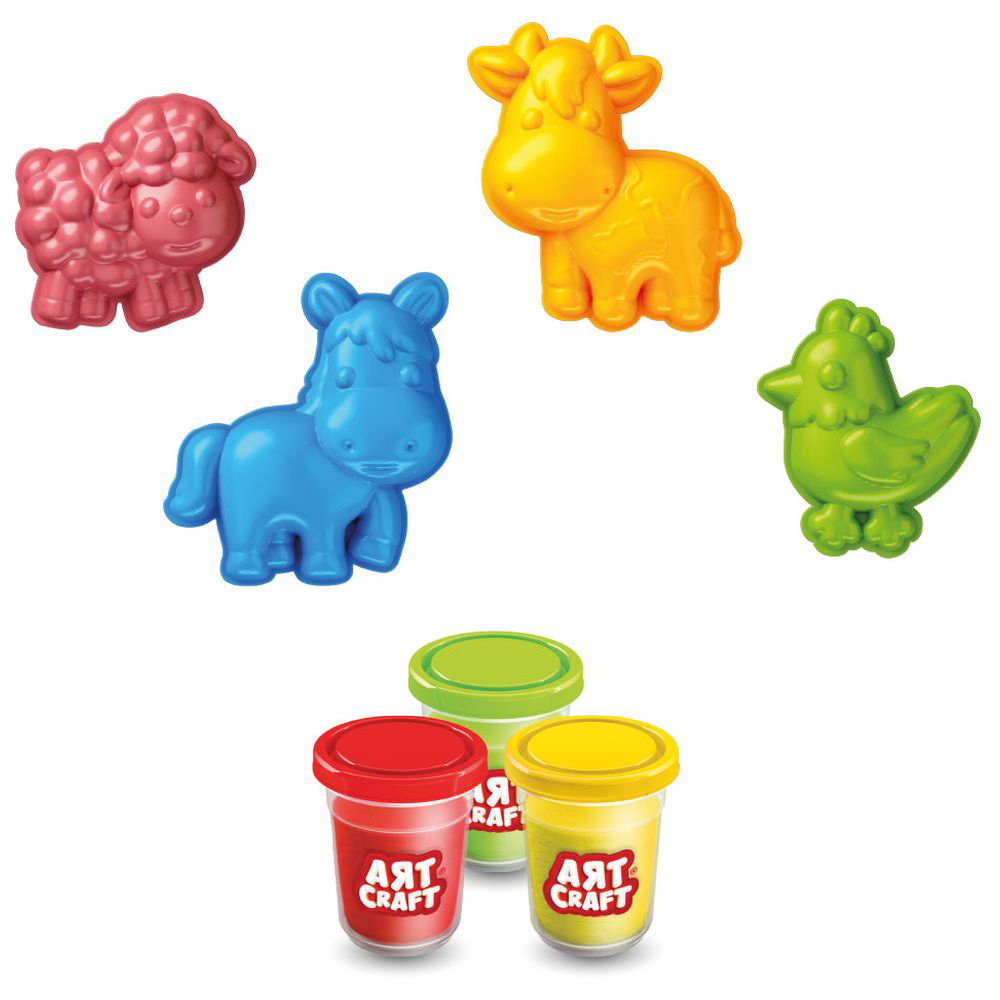 Dede - Art Craft Farm Animals Dough Set - 168 gm - 7 Pc Set