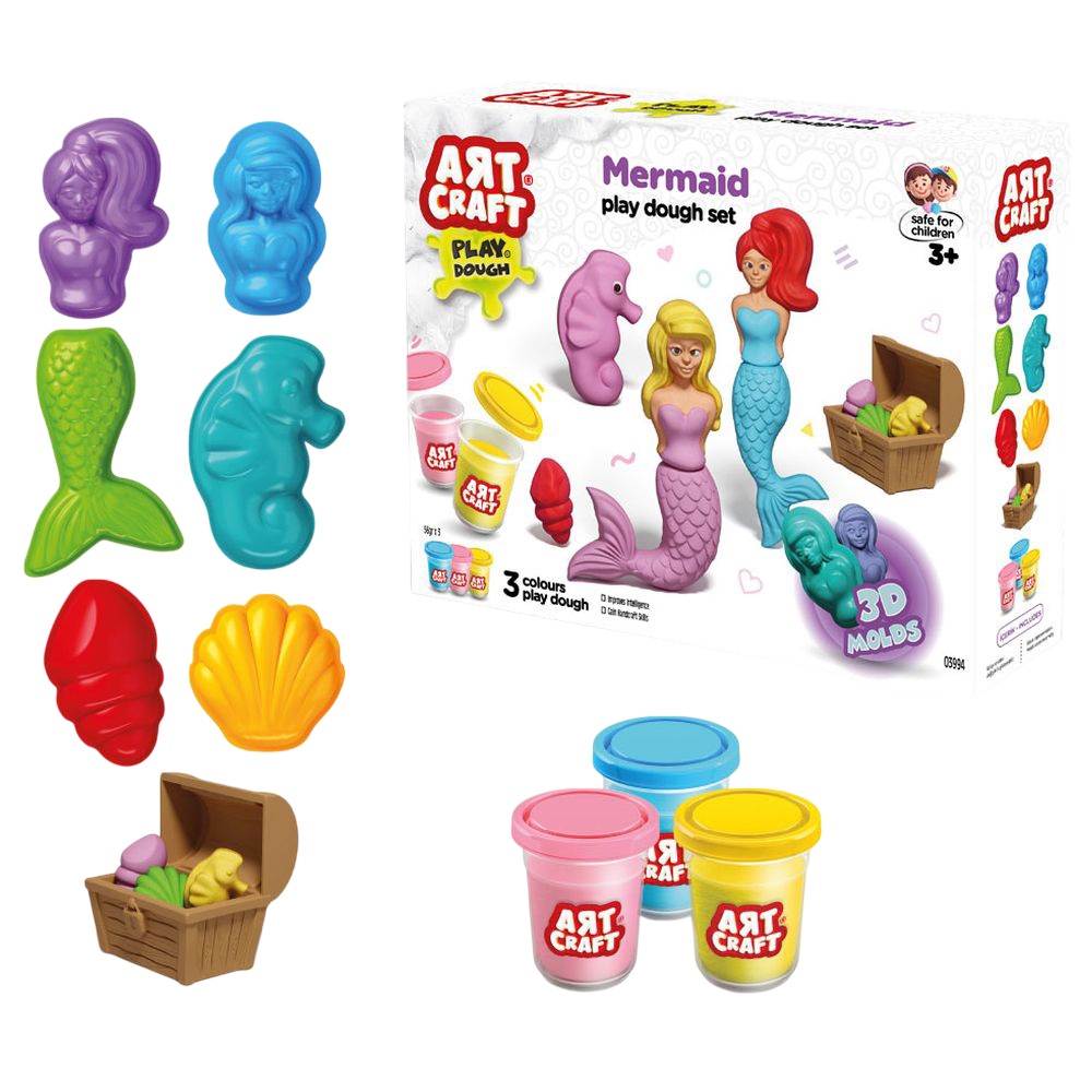 Dede - Art Craft Mermaid Dough Set - 168 gm - 10 Pc Set