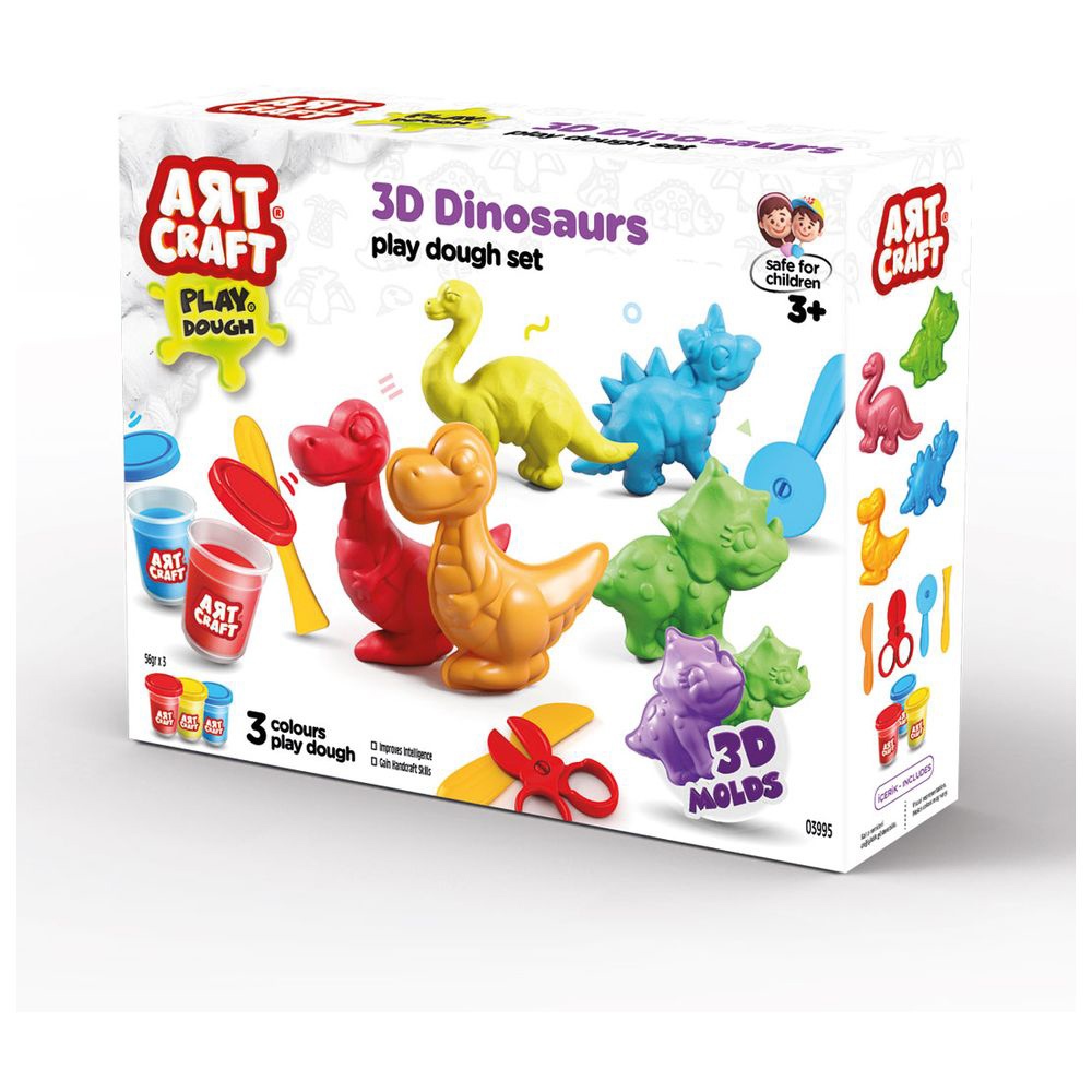 Dede - Art Craft 3D Dinosaurs Dough Set - 168 gm - 11 Pc Set