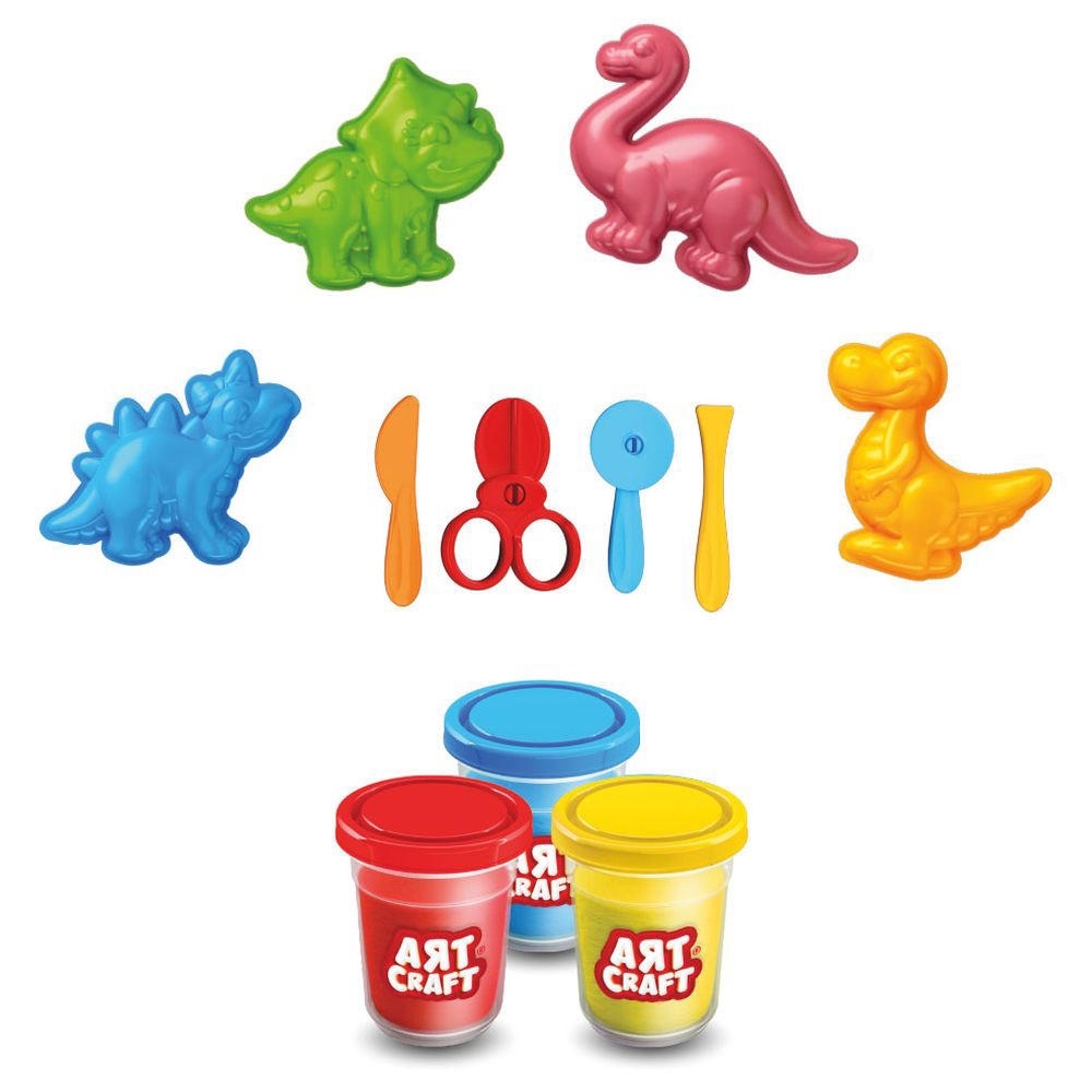 Dede - Art Craft 3D Dinosaurs Dough Set - 168 gm - 11 Pc Set