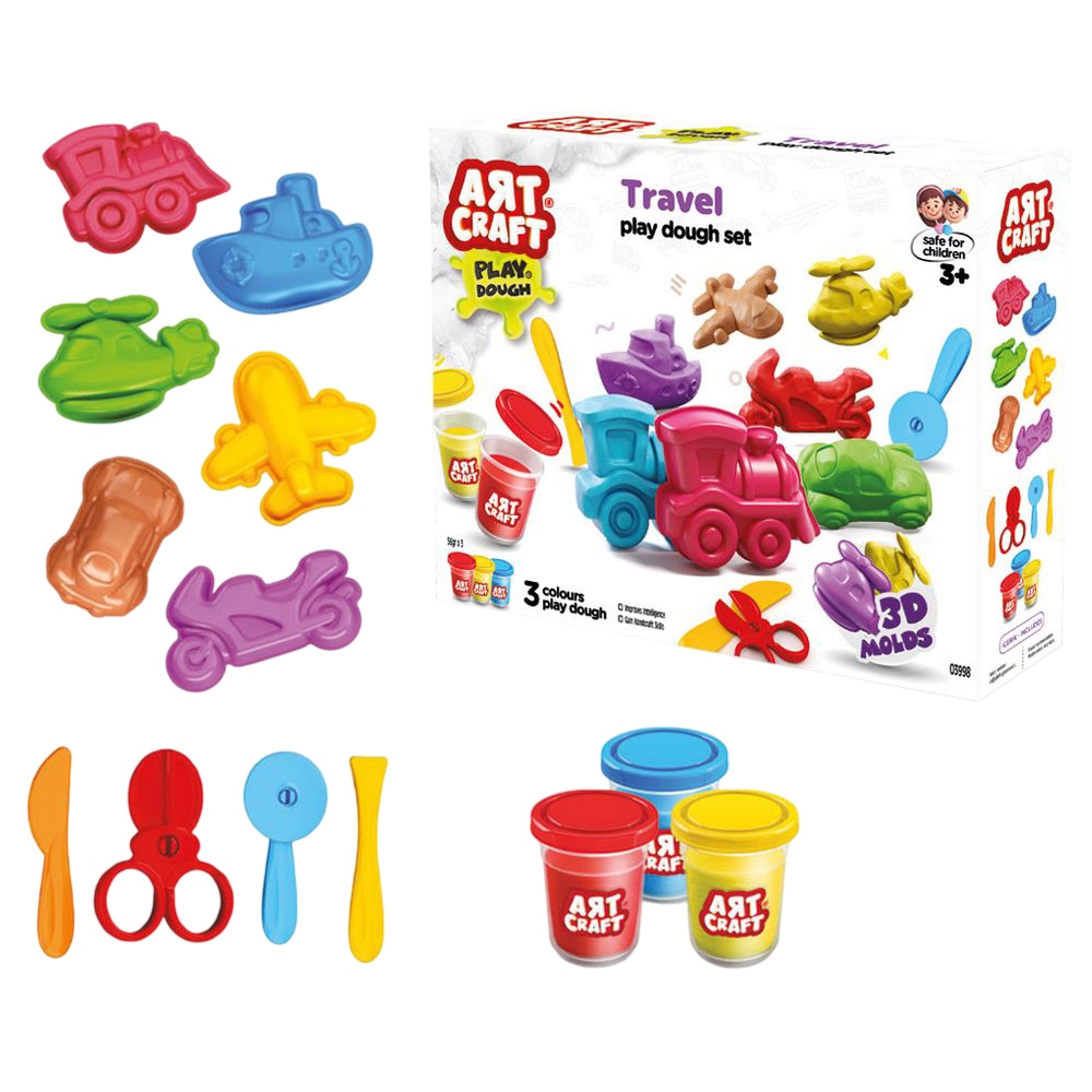 Dede - Art Craft Travel Vehicles Dough Set - 168 gm - 13 Pc Set