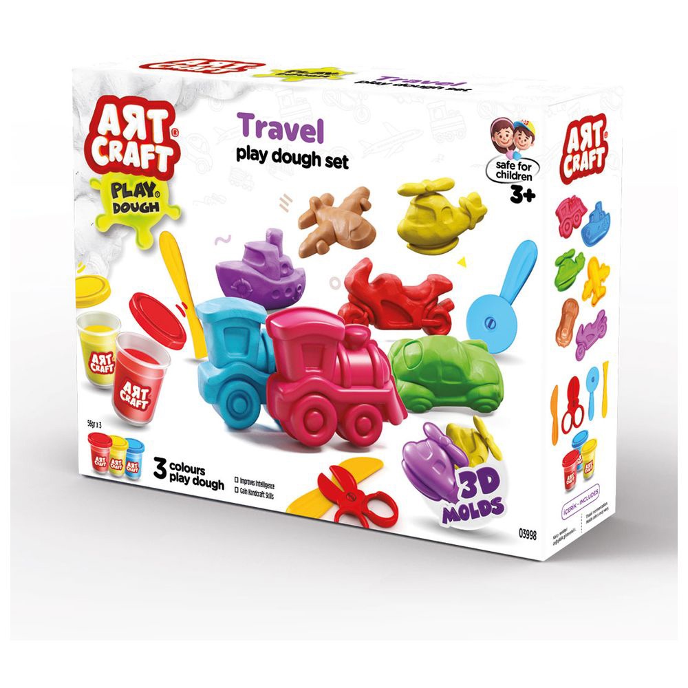 Dede - Art Craft Travel Vehicles Dough Set - 168 gm - 13 Pc Set