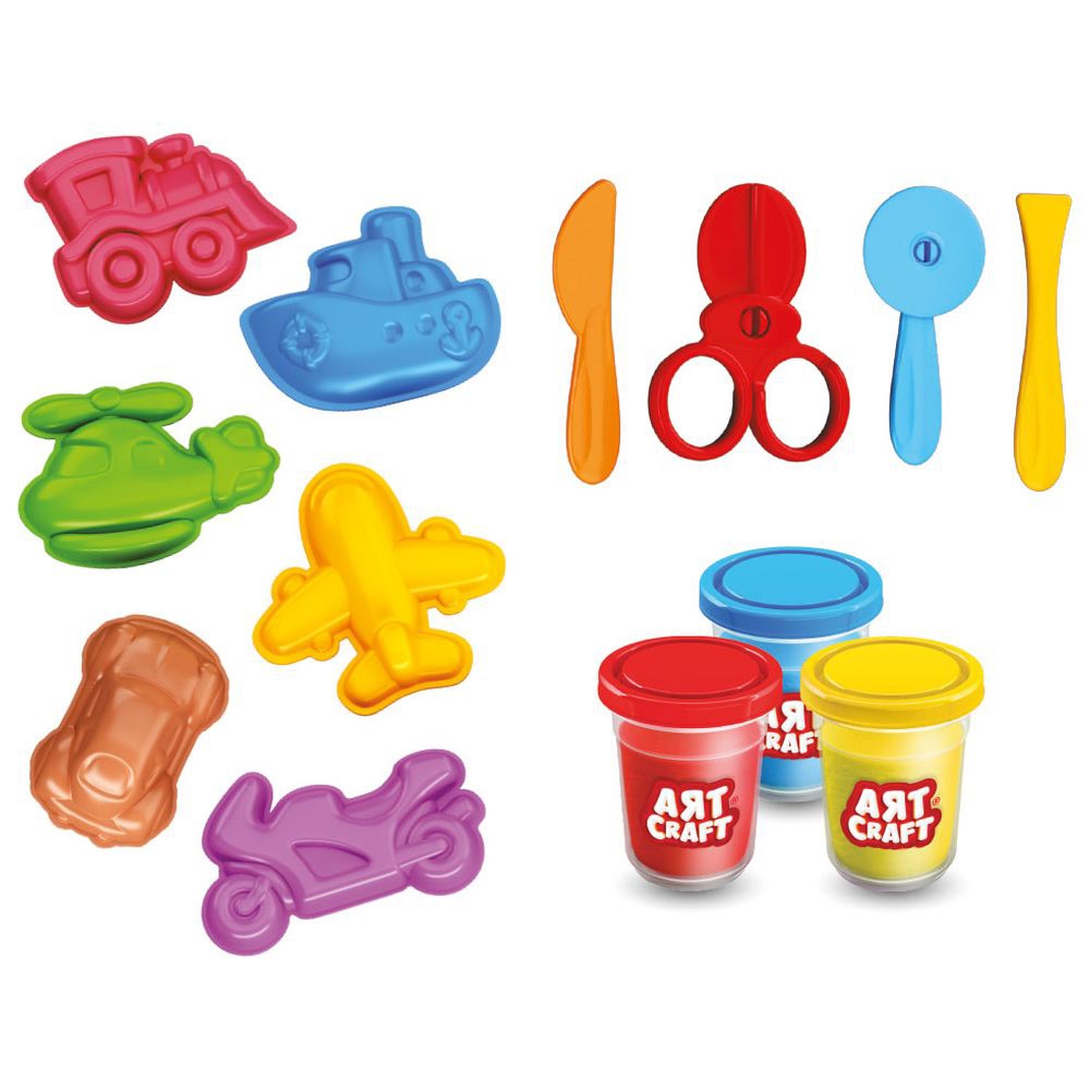Dede - Art Craft Travel Vehicles Dough Set - 168 gm - 13 Pc Set