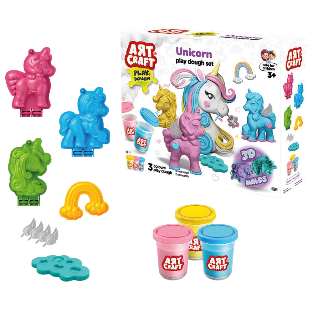 Dede - Art Craft Unicorn Dough Set - 168 gm - 9 Pc Set