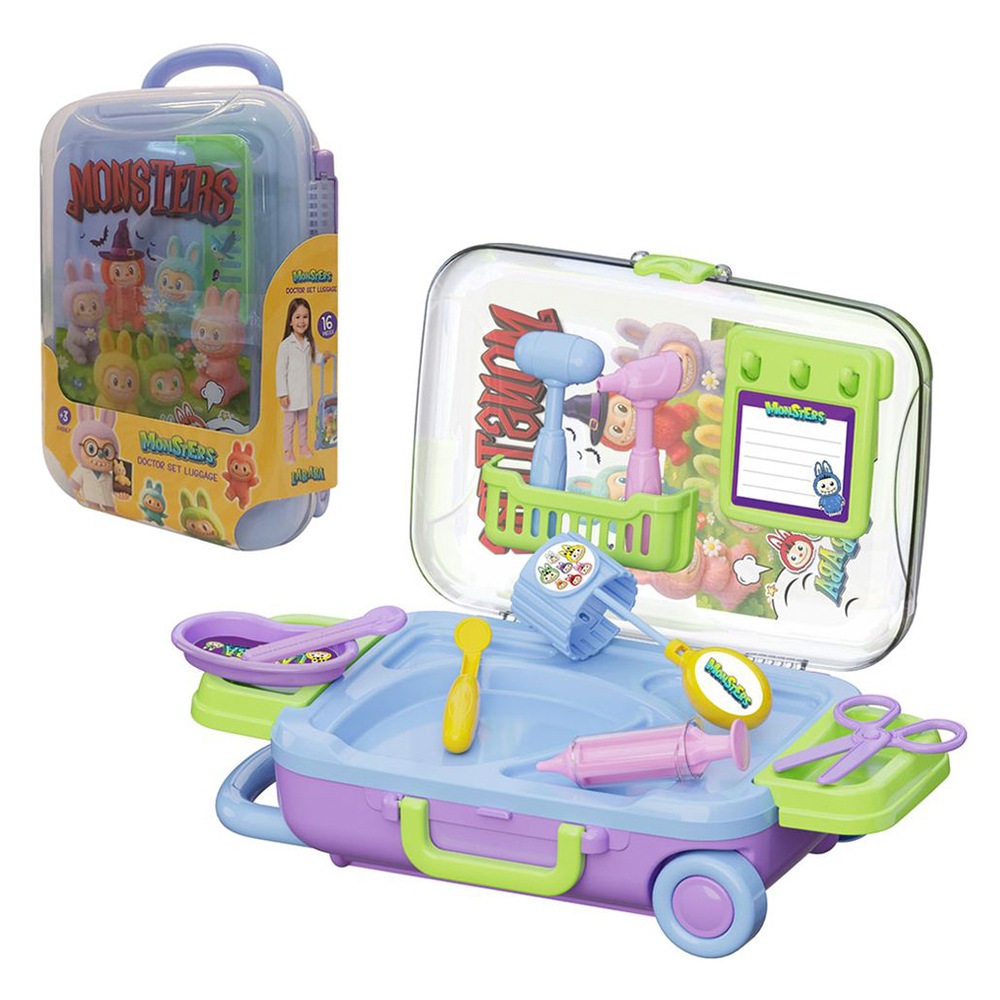 Dede - Monsters Doctor Set Luggage Playset - 16 Pc Set