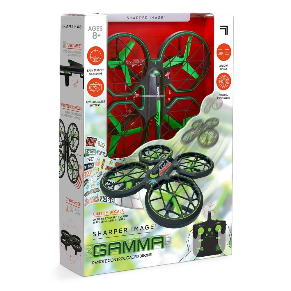 Sharper Image - Gamma Remote Control Caged Drone - 6.9-Inch