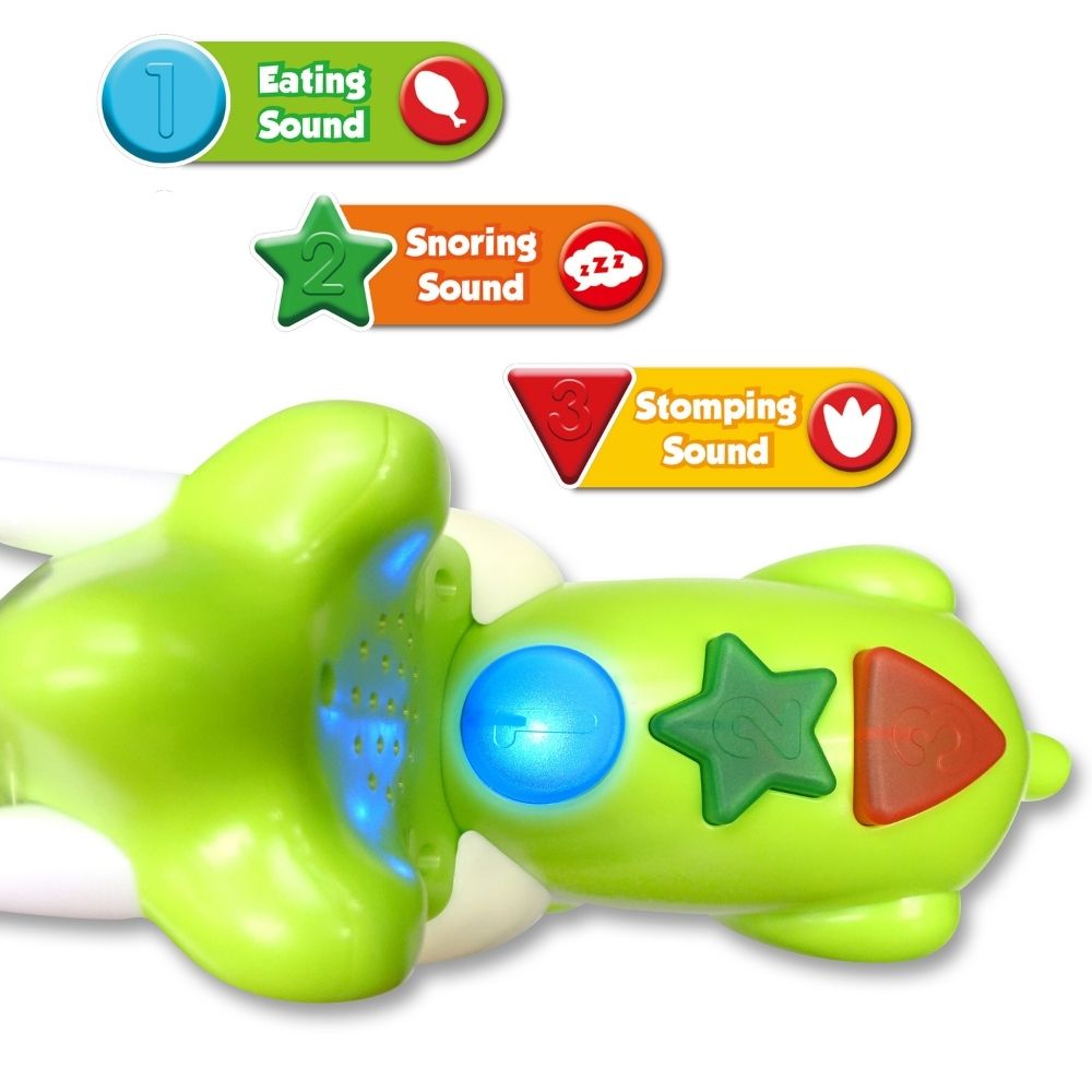 Megasaur - Junior Push And Play Sound Triceratops Figure Educational Toy - Green