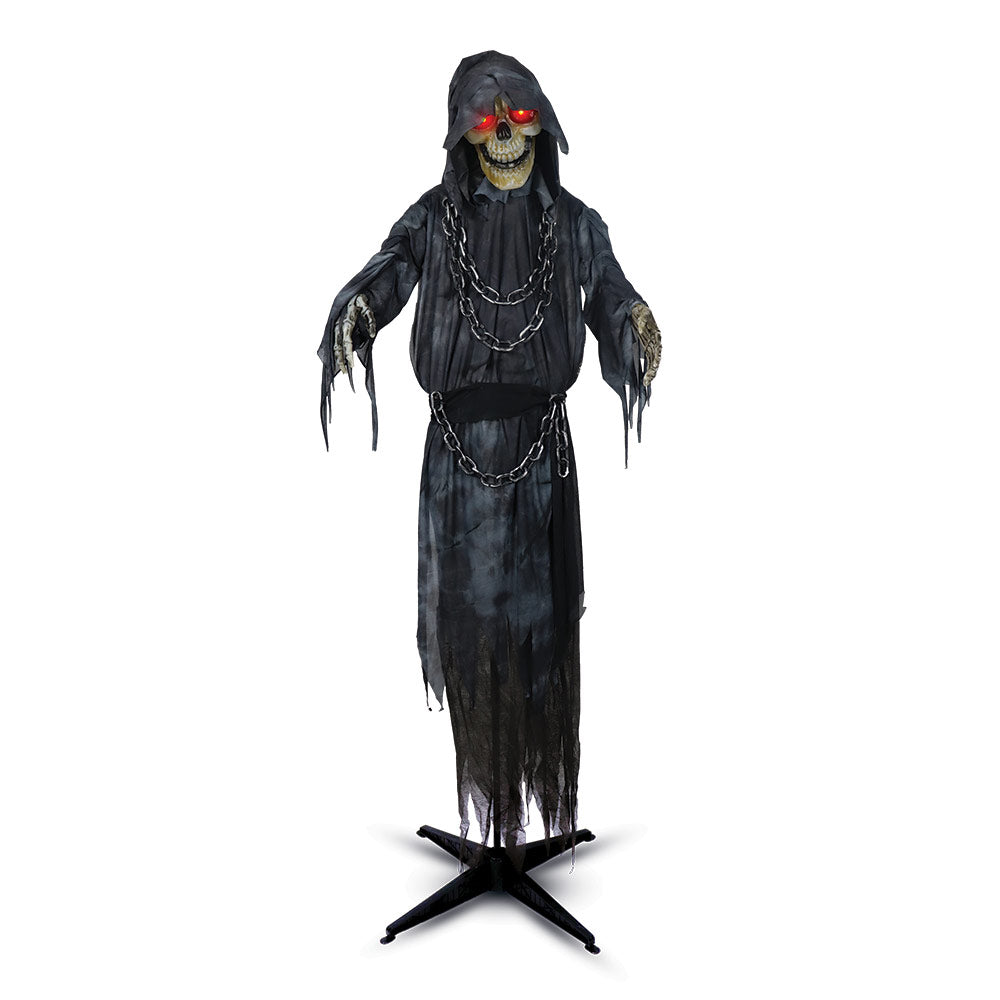 Mad Toys - Halloween Decoration - Animated Standing Reaper With Chain - 7in