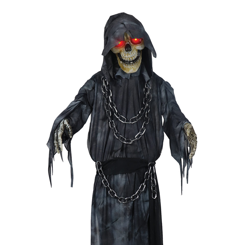Mad Toys - Halloween Decoration - Animated Standing Reaper With Chain - 7in