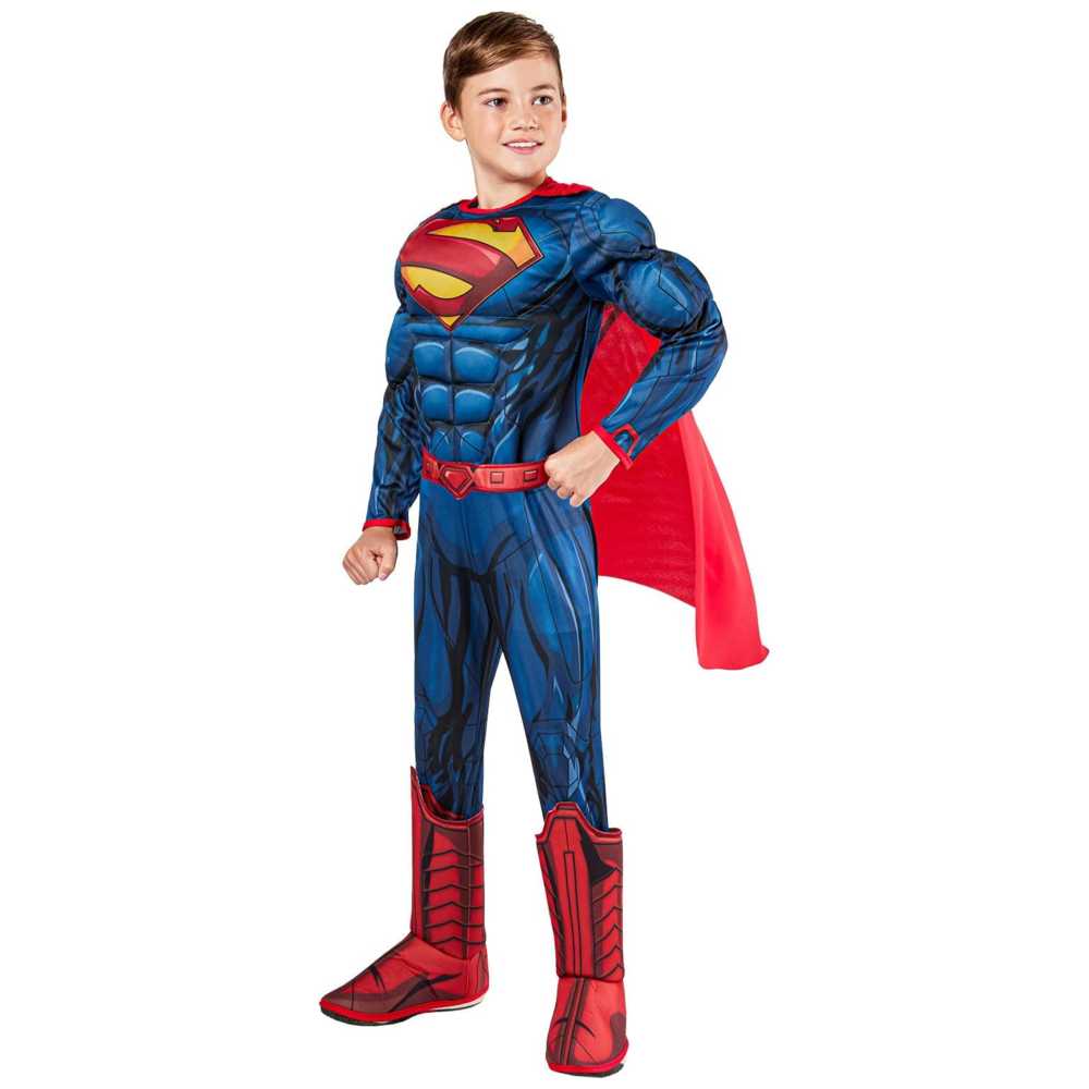 Rubie's - Boy's Official Licensed Deluxe Muscle Chest Superman Costume - Blue