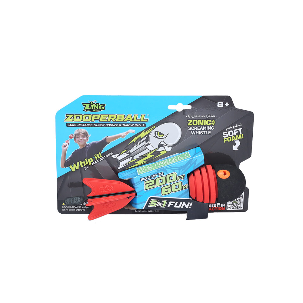 Zing - Blast Off Zooperball Whistle Foam Throw Ball - Red