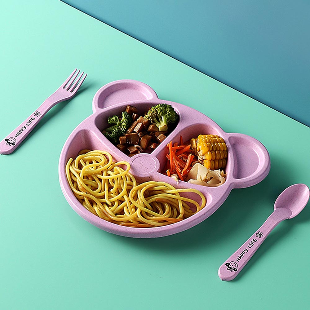 Star Babies Organic Baby Wheat Bear Plate - Pink