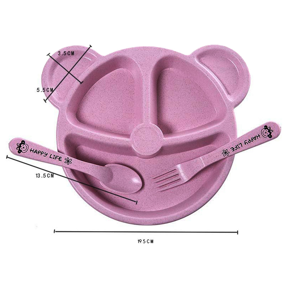 Star Babies Organic Baby Wheat Bear Plate - Pink
