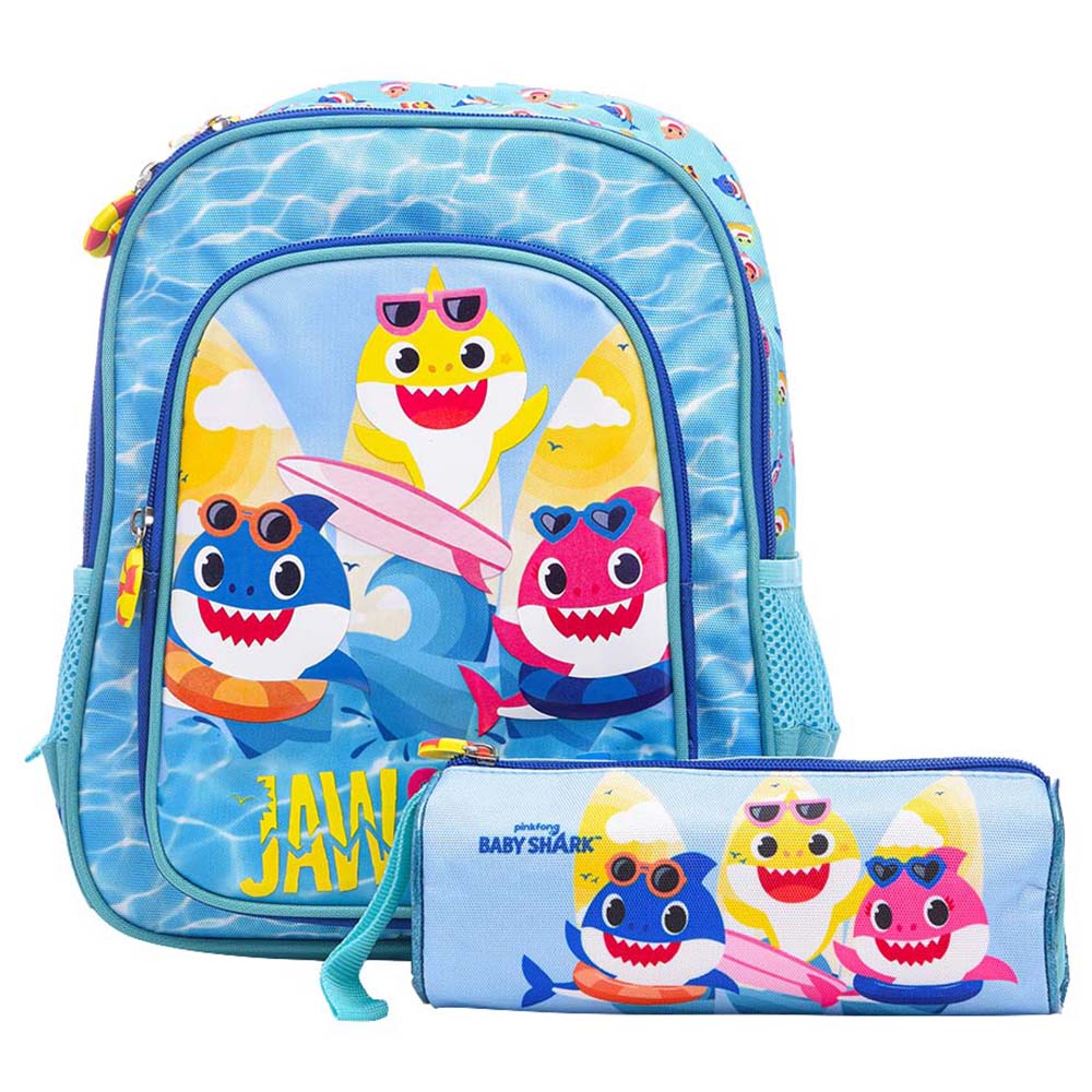 Baby Shark - Back Pack With Pencil Case - Blue - 12-Inch/30.5cm