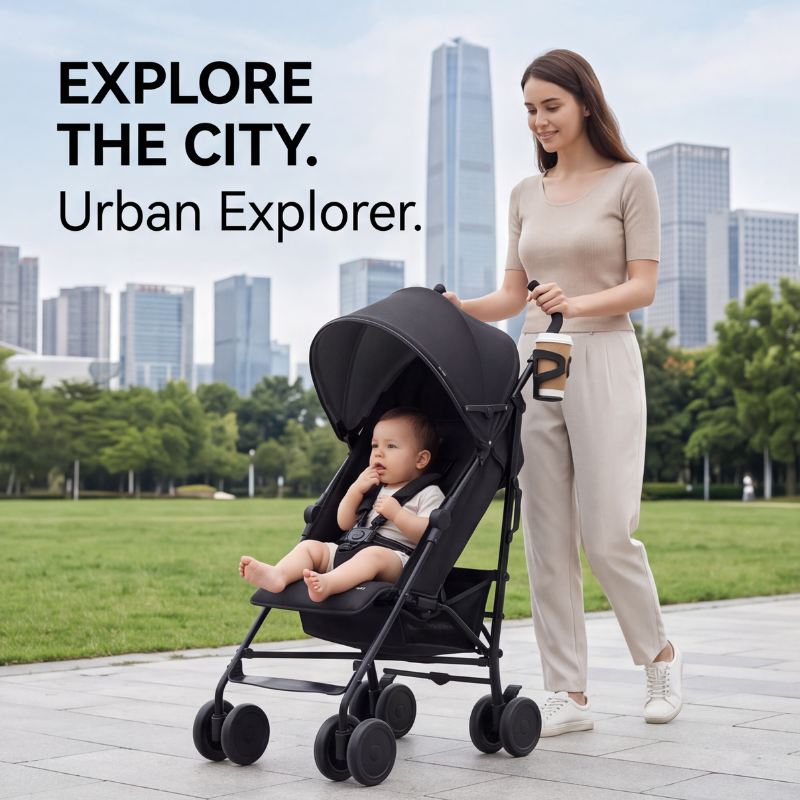 Babycare - Ultra Lightweight Folding Stroller - Black