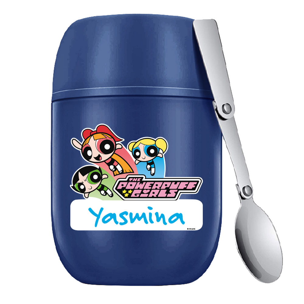 Essmak - Personalized Powerpuff Girls 2 Food Thermos With Spoon - Blue - 475ml